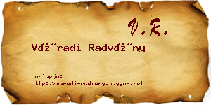 Váradi Radvány névjegykártya
